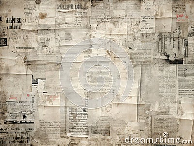 Newsprint Texture: Gray and White Random Text Faded - AI Generated Stock Photo