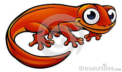 Newt or Salamander Cartoon Character Vector Illustration