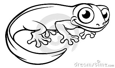 Newt or Salamander Cartoon Character Vector Illustration