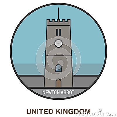 Newton Abbot. Cities and towns in United Kingdom Vector Illustration