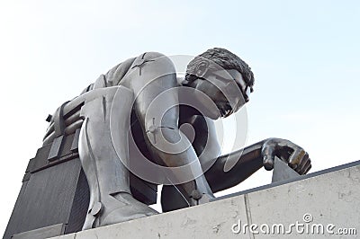 Newton Bronze Sculpture, British Library, London Editorial Stock Photo