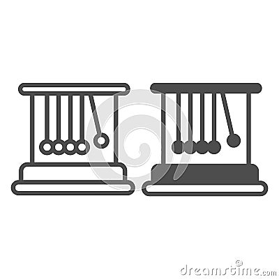 Newton cradle with balls line and solid icon, education concept, pendulum vector sign on white background, outline style Vector Illustration