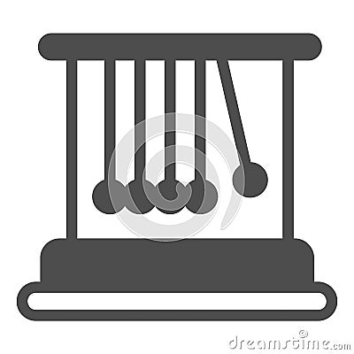 Newton cradle with balls solid icon, education concept, pendulum vector sign on white background, glyph style icon for Vector Illustration