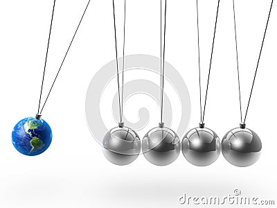 Newton's cradle and earth Stock Photo