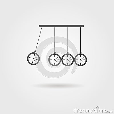 Newton`s Cradle icon, concept of procrastination Vector Illustration