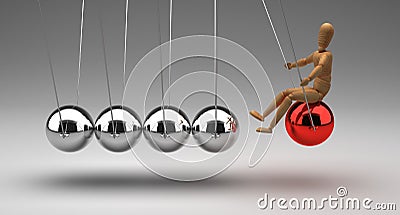 Newton`s Cradle With People Stock Photo