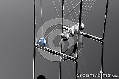 Newtons Cradle balancing balls, business concept in studio Stock Photo