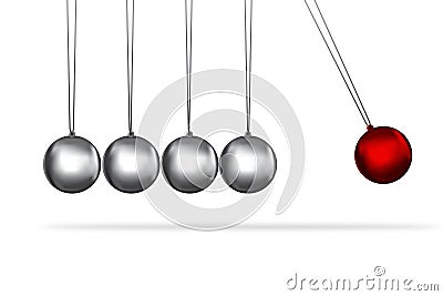 Newtons cradle silver balls concept Stock Photo