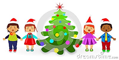 NewYear child fir-tree Stock Photo