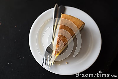 Newyork Cheese cake on white plate. Stock Photo