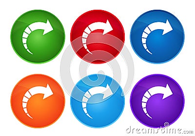 Next arrow icon super round button set glass design Vector Illustration