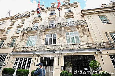 Haymarket Hotel is situated on the corner of Haymarket and Suffolk Place in the heart of London theatre district. Editorial Stock Photo