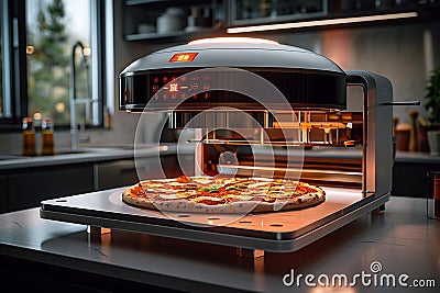 Next gen cooking gadget creates authentic pizza Futuristic culinary innovation Stock Photo