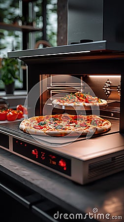 Next gen cooking gadget creates authentic pizza Futuristic culinary innovation Stock Photo