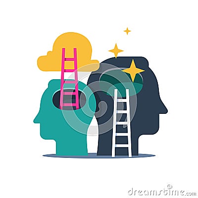 Next level improvement, training and mentoring, self esteem and confidence Vector Illustration