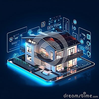 Next-Level Smart Home Management: Augmented Reality Meets Smart Building Technology Stock Photo