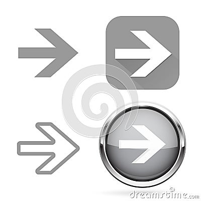 Next signs. Gray buttons and icons Vector Illustration