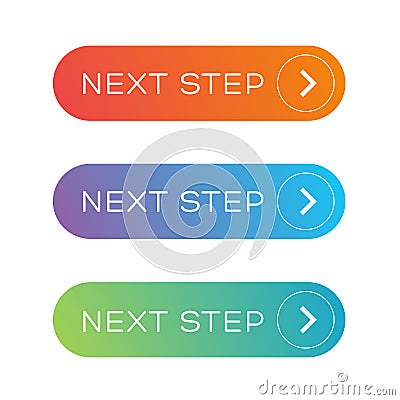 Next step colorful button set Vector Illustration