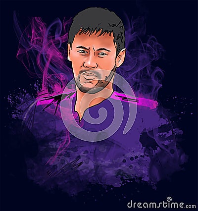 Neymar da Silva Santos Junior Portrait Illustration Editorial Stock Photo