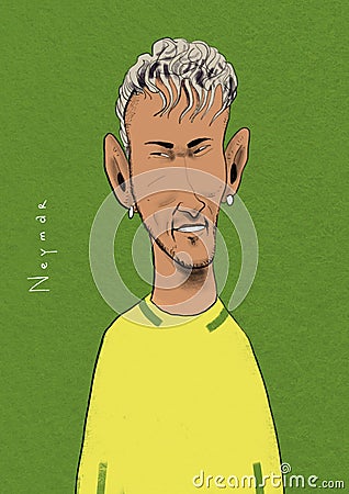 Football player caricature on green background Editorial Stock Photo