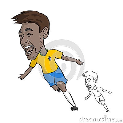 Neymar Jr in Brazil national jersey template caricature .June,2018. vector illustration sketch doodle hand drawn with black lines Vector Illustration