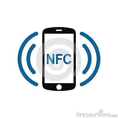 NFC payment technology icon. Near field communication concept, fast payment symbol - vector Stock Photo