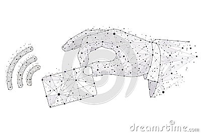 NFC technology. payments concept. NFC touch payment outline Icon. logo isolated from low poly wireframe on white background. abs Stock Photo