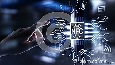 NFC Wireless communication technology Digital payment concept. Stock Photo