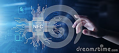 NFC Wireless communication technology Digital payment concept. Stock Photo