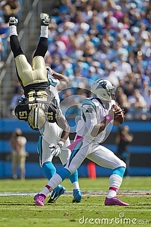 NFL: Oct 09 Saints Vs Panthers Editorial Stock Photo