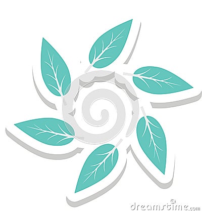 Flower, Greenery Color Isolated Vector Icon Vector Illustration