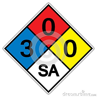 NFPA Daimond 704 3-0-0 SA Symbol Sign, Vector Illustration, Isolate On White Background Label. EPS10 Vector Illustration