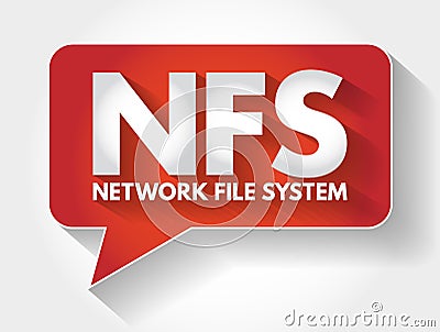 NFS - Network File System acronym message bubble, technology concept background Stock Photo