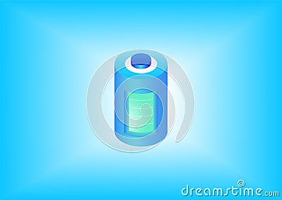 Fully charged battery isometric 3d vector icon. Electronic renewable energy concept illustration Vector Illustration
