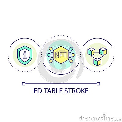 NFT in blockchain network loop concept icon Vector Illustration