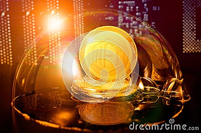 NFT bubble. NFT Non-fungible token in a soap bubble. Dangers and risks of investing to NFT cryptocurrency Stock Photo