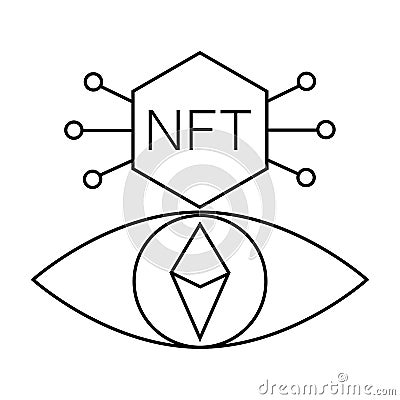 NFT coin line icon, unique token and blockchain, non fungible token vector icon, vector graphics, editable stroke Vector Illustration