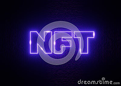 NFT Crypto Art. Non Fungible Token On Colorful Abstract Background. 3d Render Blockchain Illustration Concept Stock Photo