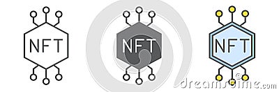 NFT icon collection, token and blockchain, non fungible token vector icon set Stock Photo