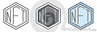 NFT icon collection, token and blockchain, non fungible token vector icon set Vector Illustration