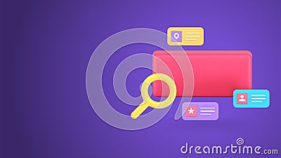 NFT media file management library searching image video in digital database 3d icon realistic vector Vector Illustration