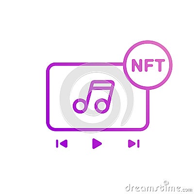 NFT music icon. Outline style icon for mobile concept and web design. Non fungible token music glyph icon. Vector Illustration