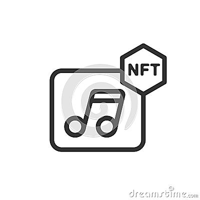 NFT music icon. Outline style icon for mobile concept and web design. Non fungible token music glyph icon. Vector Illustration