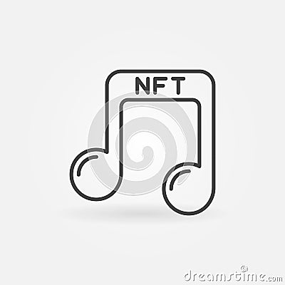 NFT Music - Non fungible Token vector icon in outline style Vector Illustration