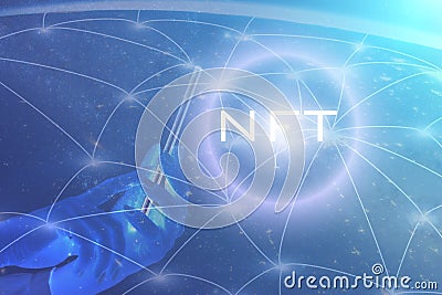NFT nonfungible tokens, digital art, blockchain technology, cryptographic in the worldwide network,Element of the image provided Stock Photo