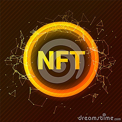 NFT token non fungible digital vector coin. NFT crypto altcoin vector digital logo Vector Illustration