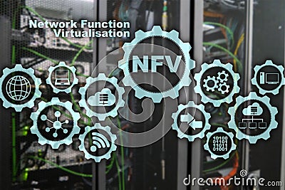 NFV Network Function Virtualization. Architecture Technologies Virtual Machines Concept. Stock Photo