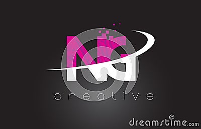 NG N G Creative Letters Design With White Pink Colors Vector Illustration