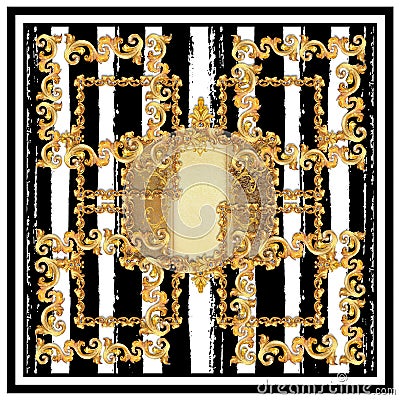 Baroque ornamented design in gold color Stock Photo