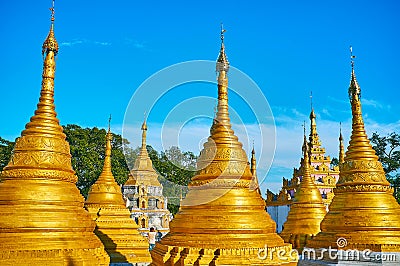 The golden Nget Pyaw Taw Paya, Pindaya, Myanmar Stock Photo